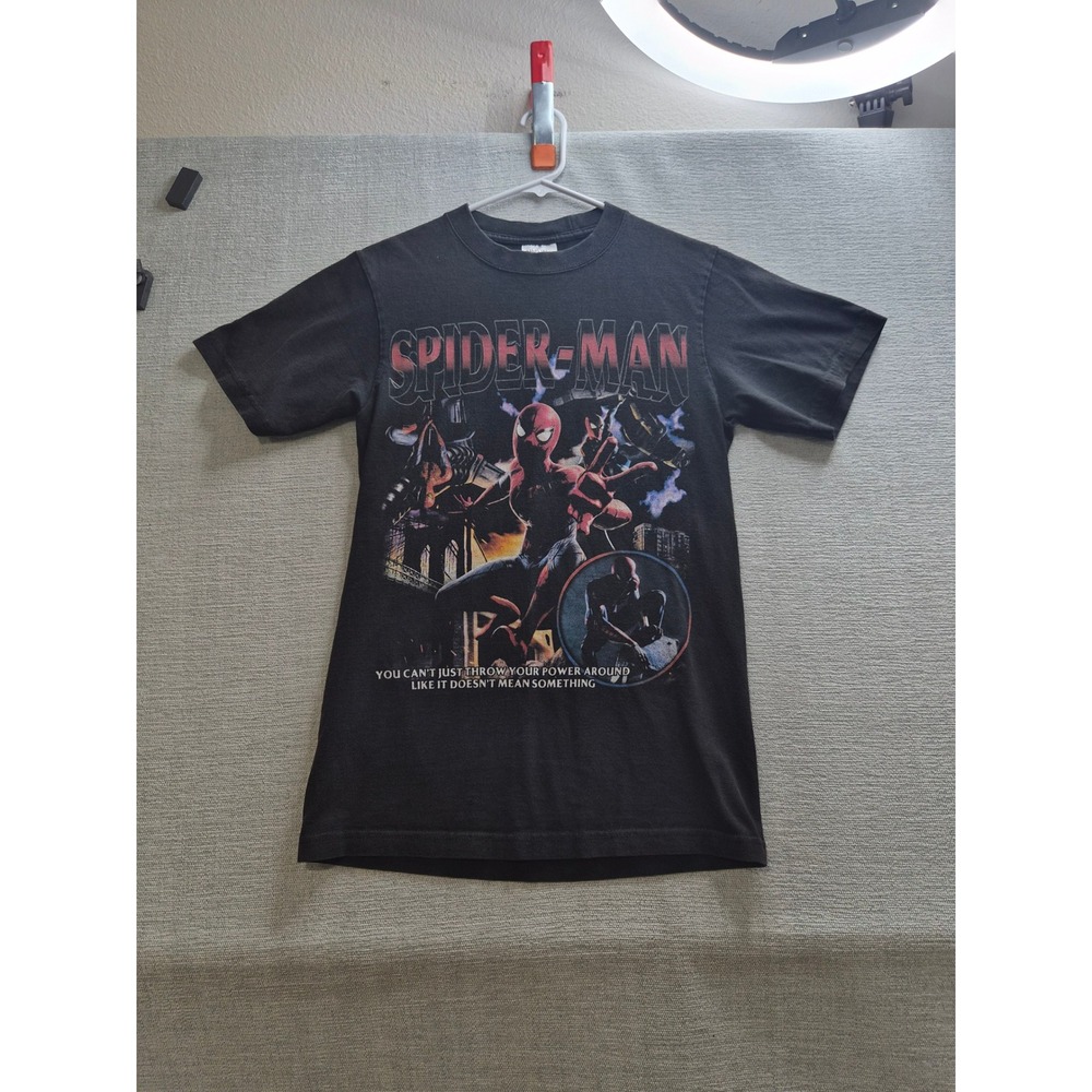 Shaka Wear Spider Man T Shirt Mens Small Black Graphic Print Cotton Streetwear